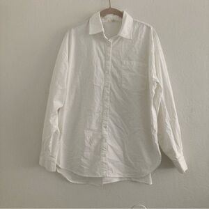 Easel Los Angeles White Button Down Top Long Sleeve Minimalist Relaxed Fit Large